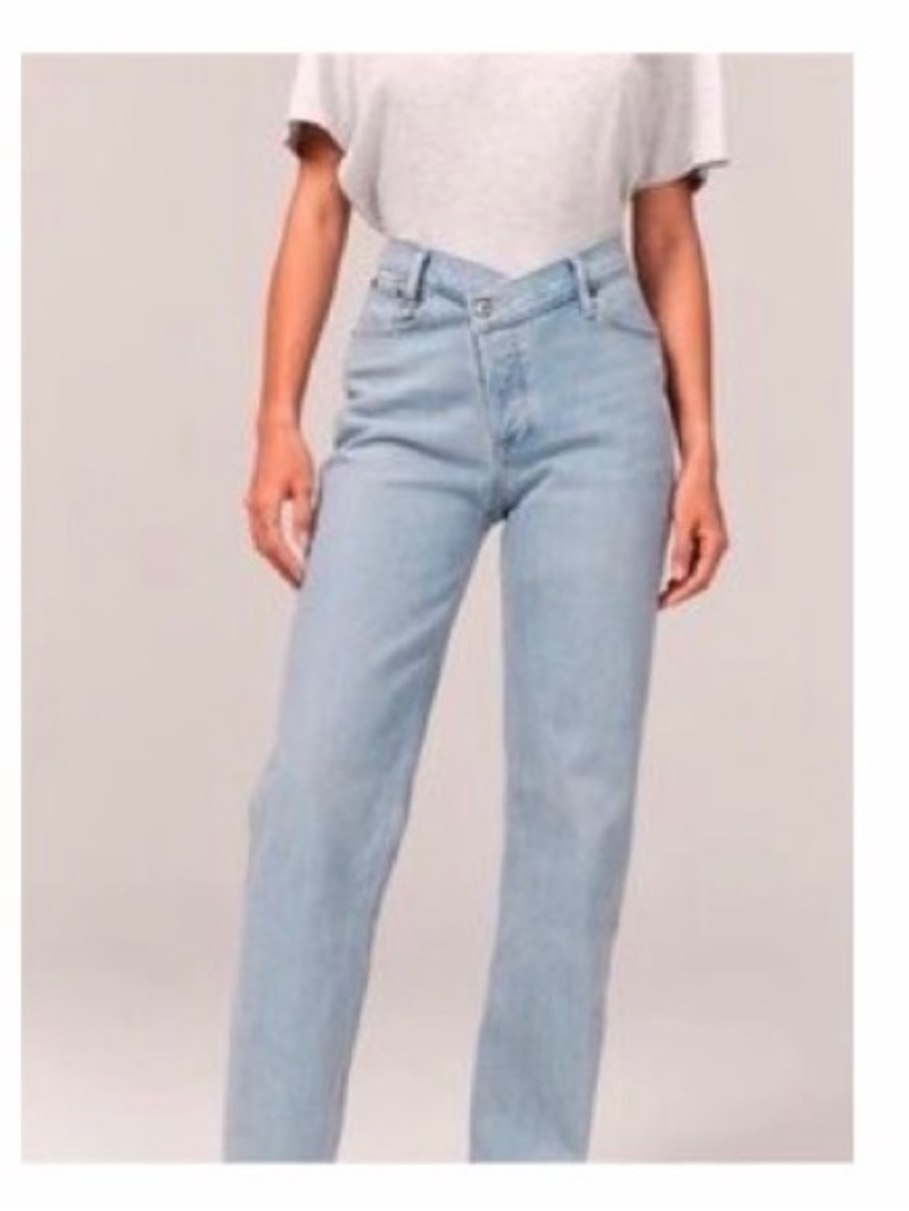 Abercrombie & Fitch Curve Light Blue 90 Straight leg Jeans - Picture 5 of 5